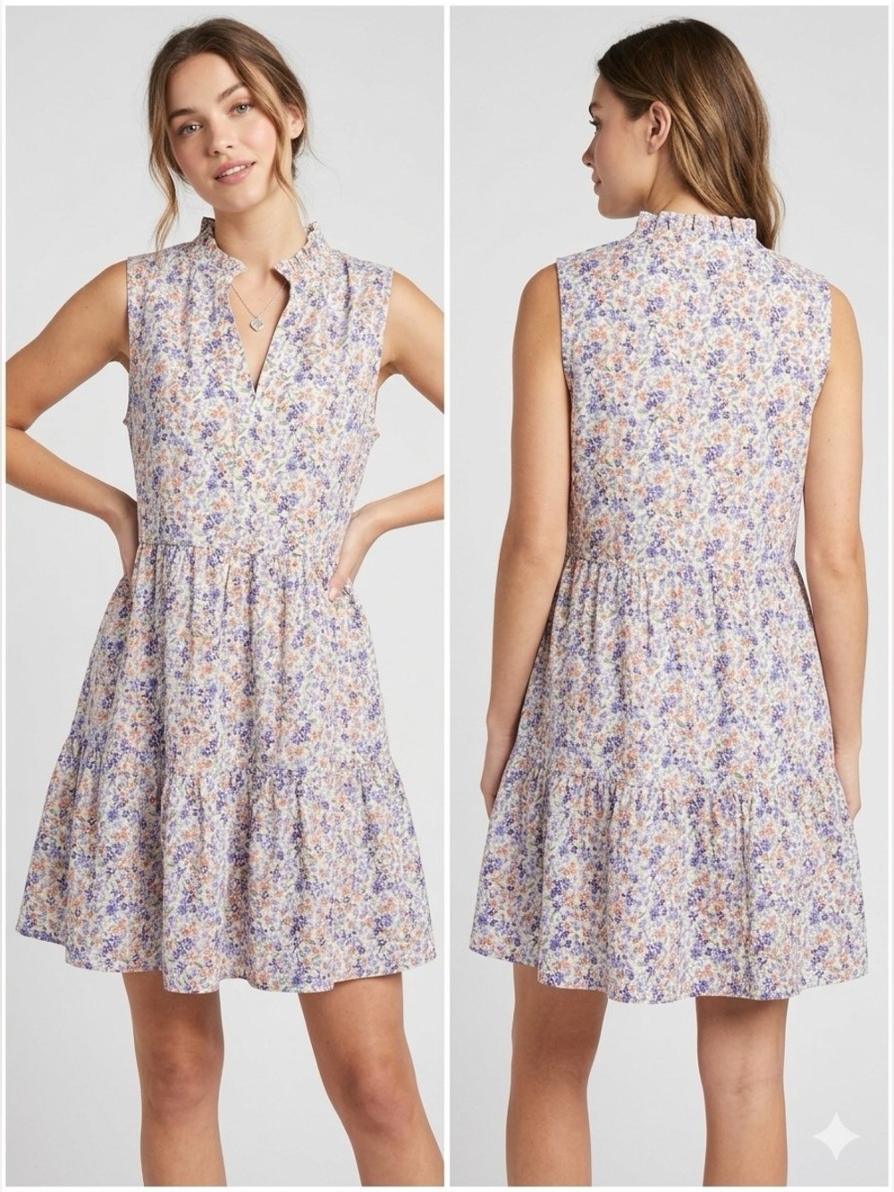 FATE Floral Tiered Mini Dress Women's Medium Pockets Prairie Chic Cottagecore